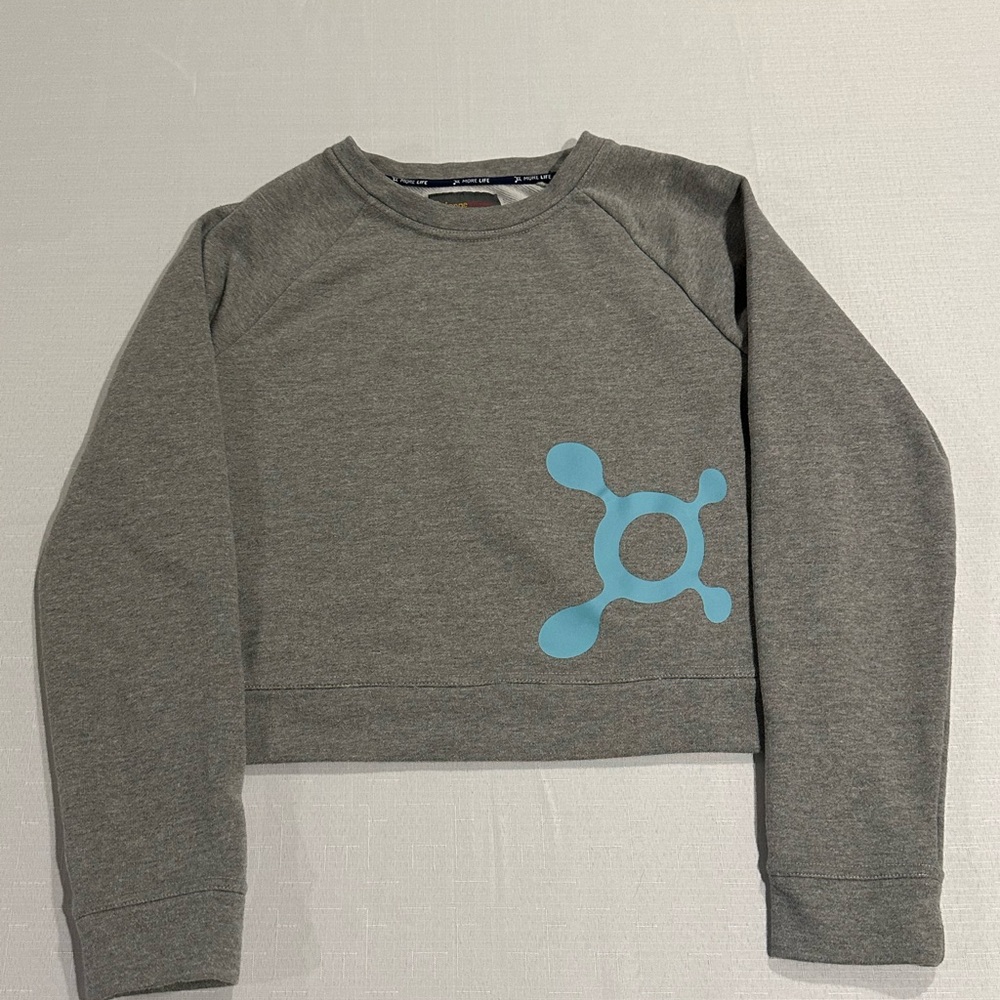 Orangetheory Gray Cropped Sweatshirt with Blue Logo